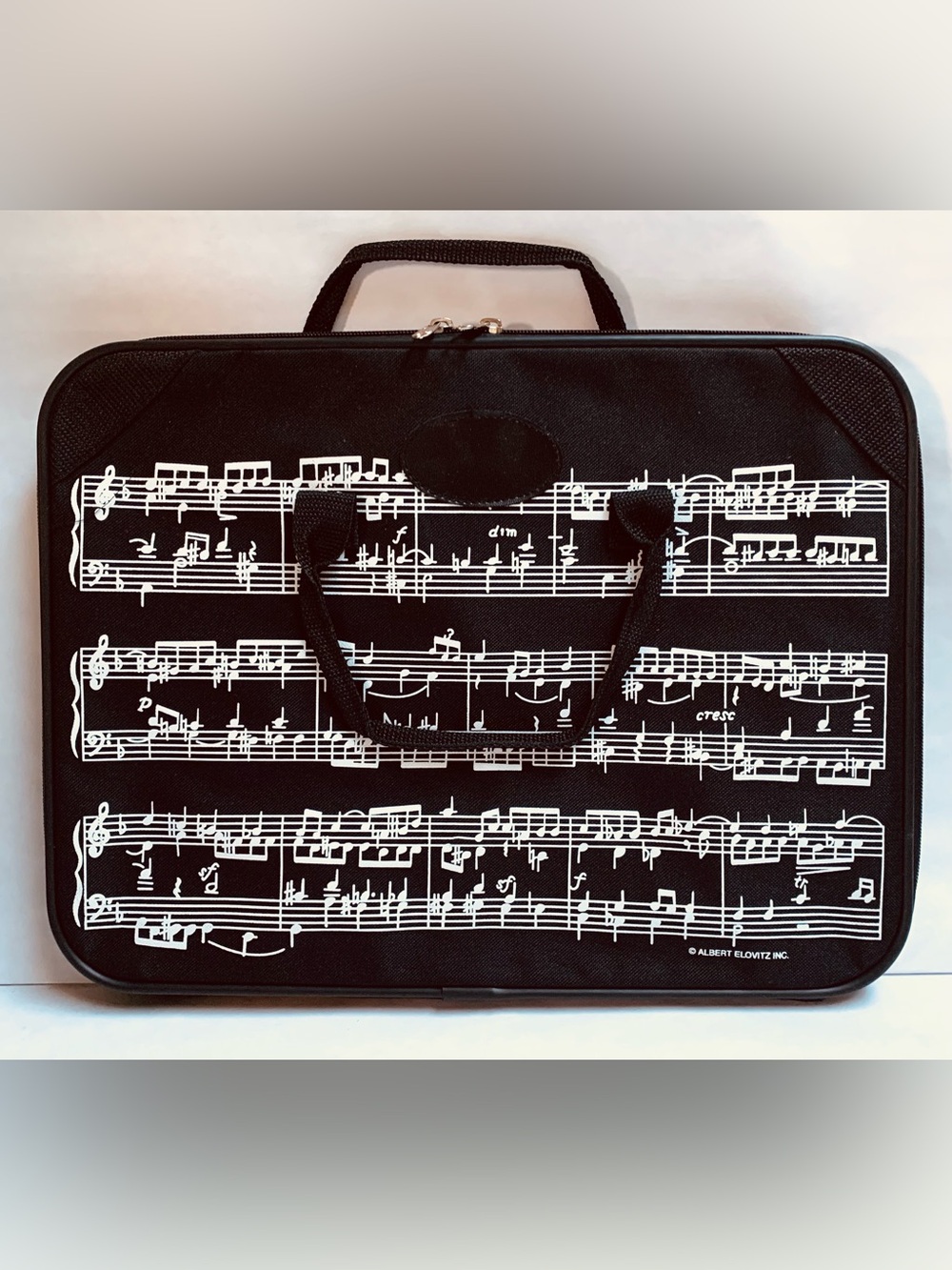 Vintage Sheet Music Briefcase Case Zippered W/ Handles & Pockets Laptop Notes